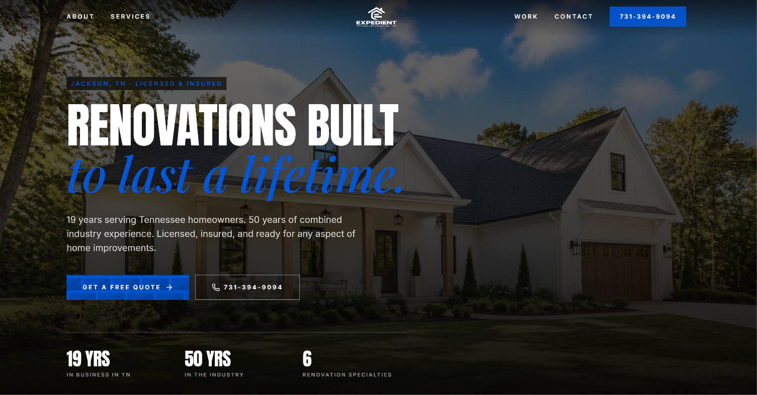 Expedient Services Group website homepage