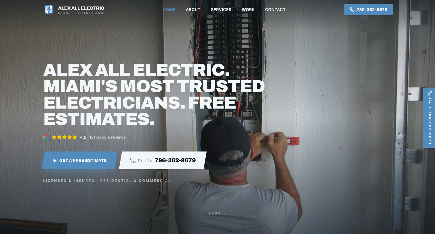 Alex All Electric website homepage